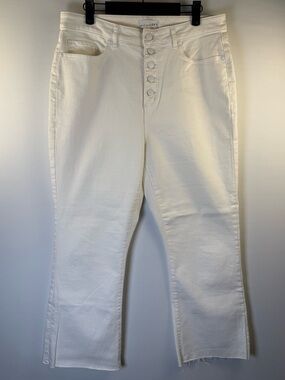 LOFT Women’s The Curvy Kick Crop Button Fly Jeans, Color: White, Size: 12